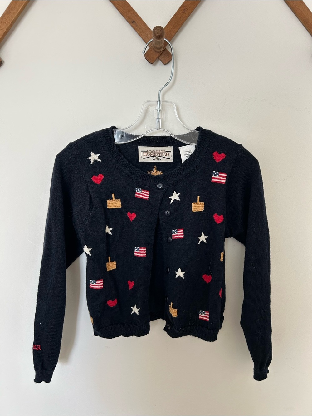 Longaberger Blue Knit Cardigan with Patriotic Motifs - Kids